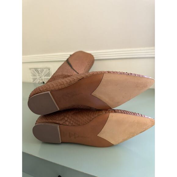 Dani Black Textured Snakeskin Python Zipper Brown Leather Tall Boots Sz 7.5 M - Picture 8 of 11